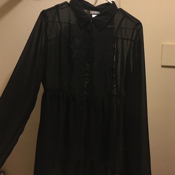 Black see through blouse