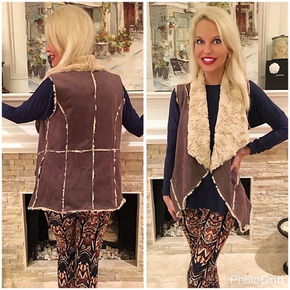 LAST 1! ❤️ suede shearling vest! Stunning - Picture 2 of 3