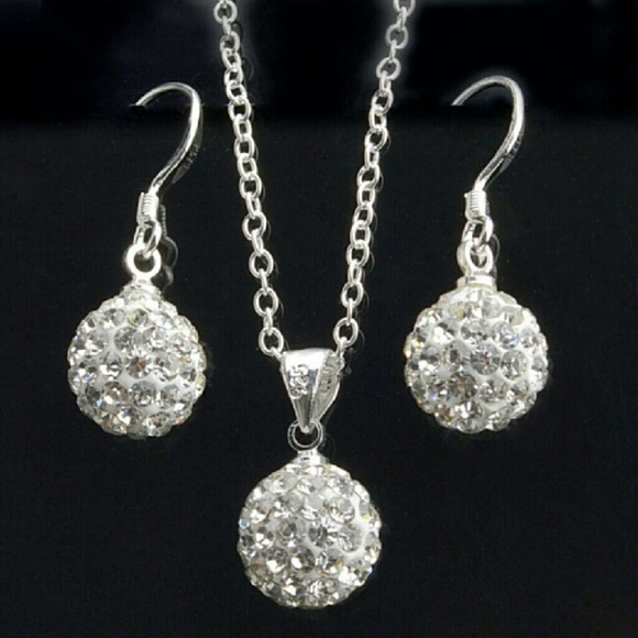 925 Sterling Silver Rhinestone Sphere Set