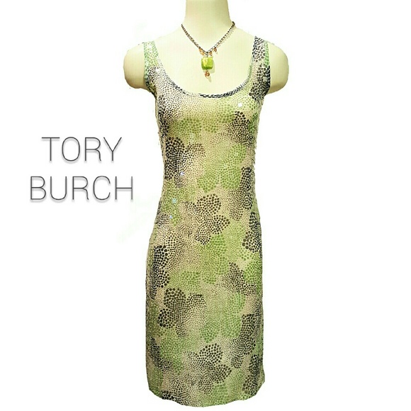 Tory Burch Sequin Silk Sleeveless Cocktail Dress 0