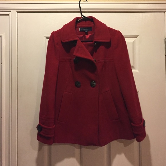 Red wool pea coat