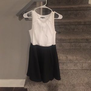 Express black and white A line dress.