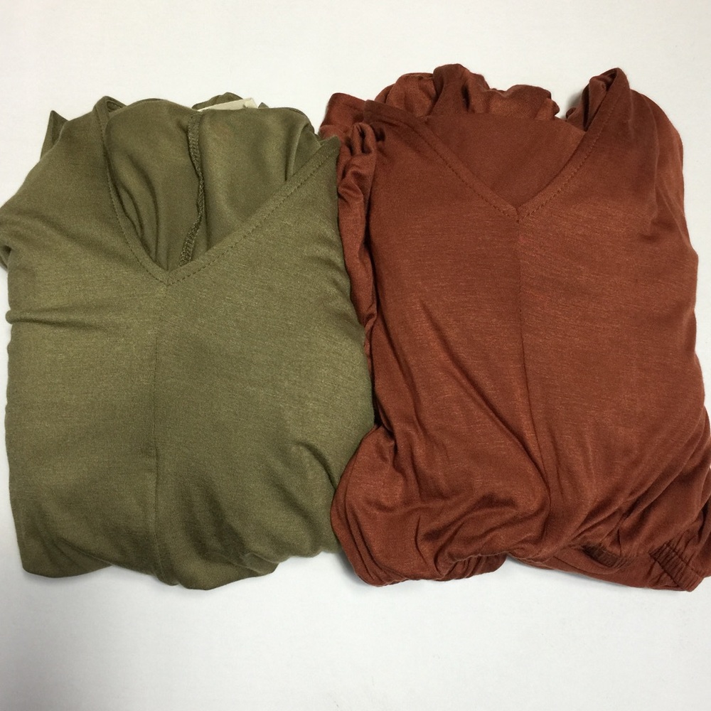 VENUS draped loose sleeve dress BRICK - Picture 2 of 2