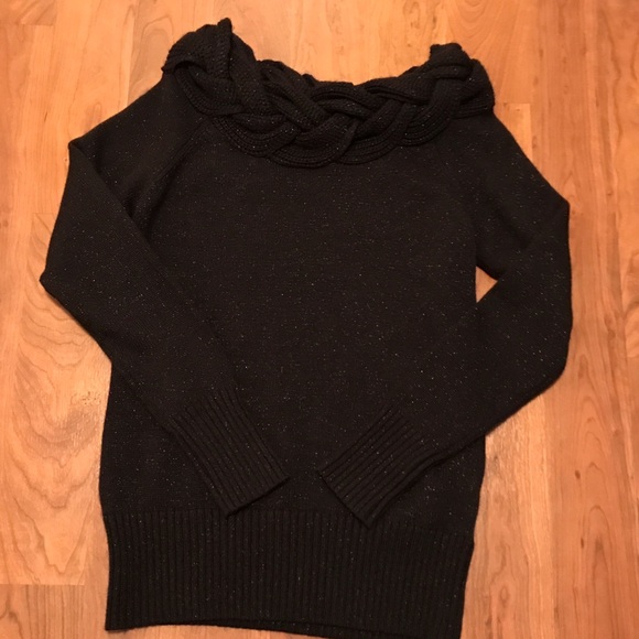 Black sweater with silver sparkle.