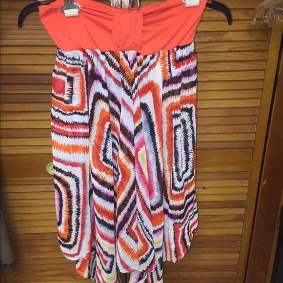 Orange flowy tube top