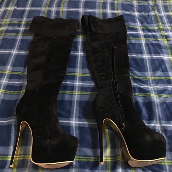 Black Suede Boots - Picture 1 of 3