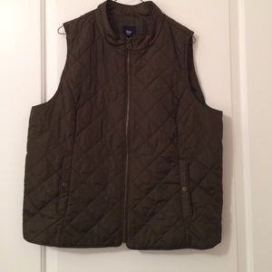 GAP Factory olive quilted thin zip vest