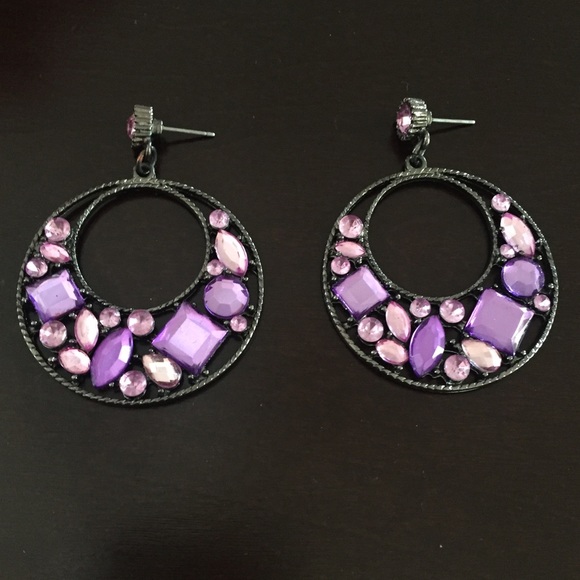 Purple hoop earings