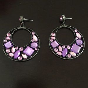 Purple hoop earings