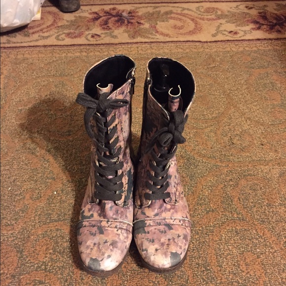 Floral combat boots
