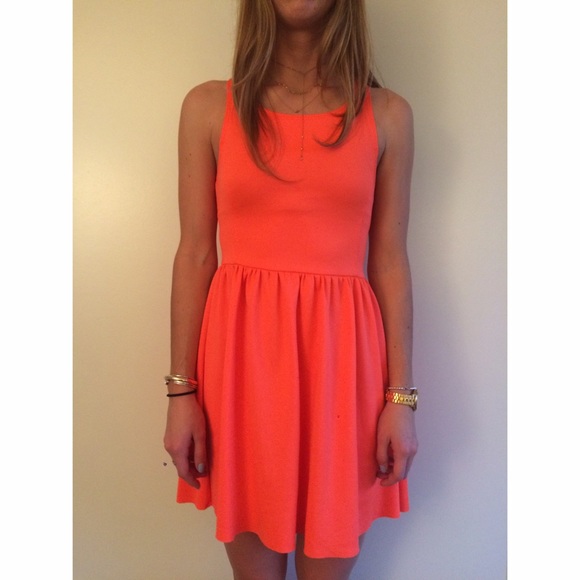 bright orange skater dress