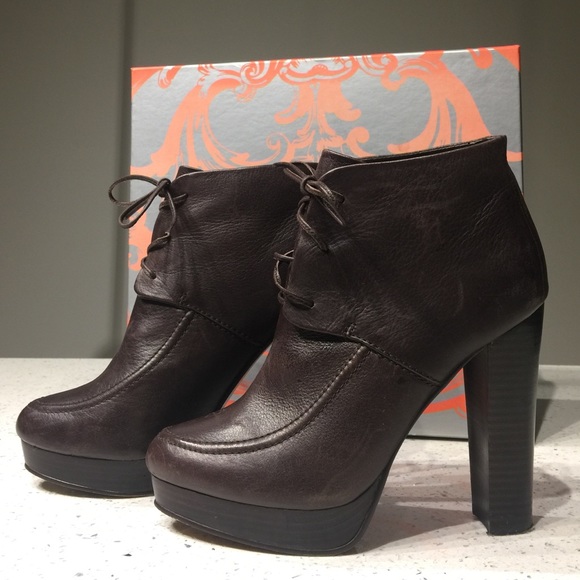 Kelsi Dagger Dark Brown Leather Booties