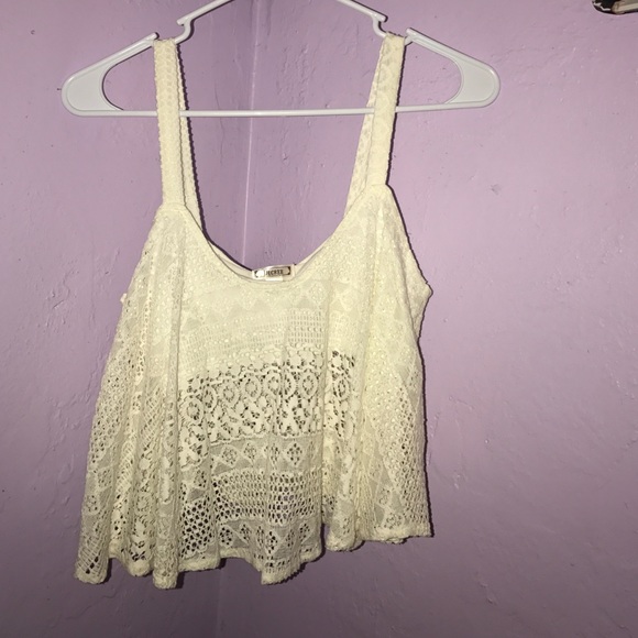 Cream color lace crop tank