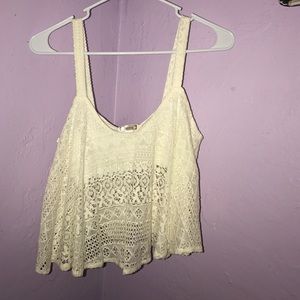 Cream color lace crop tank