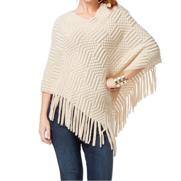 INC beige pull over poncho