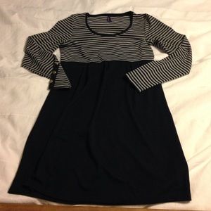 Seraphine Navy&Gray Striped Maternity Dress