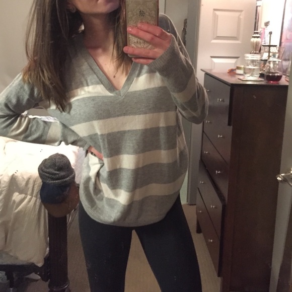 Grey and white striped GAP sweater