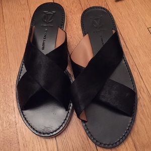 Black hair calf Vince Camuto slides - Never Worn!!