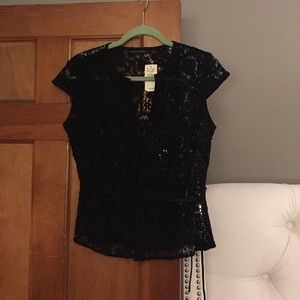 NWT Banana Republic cap sleeve lace GORGEOUS top M