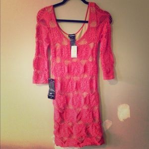 Brand New Bebe Coral Lace Dress
