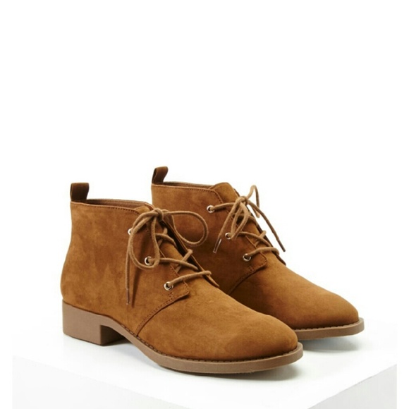 Faux suede lace up booties