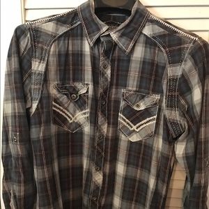 Buckle Black snap button up shirt