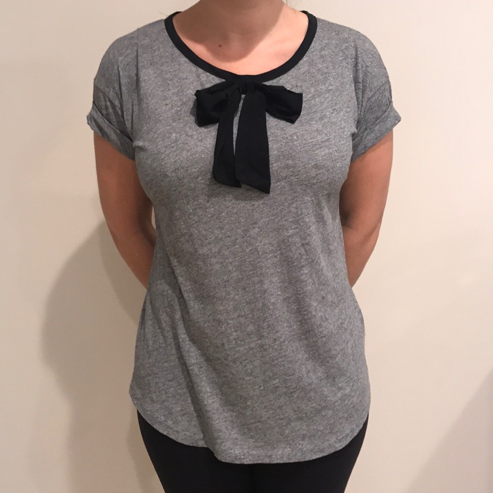 J.Crew Short Sleeve Tee T Shirt With Black Bow