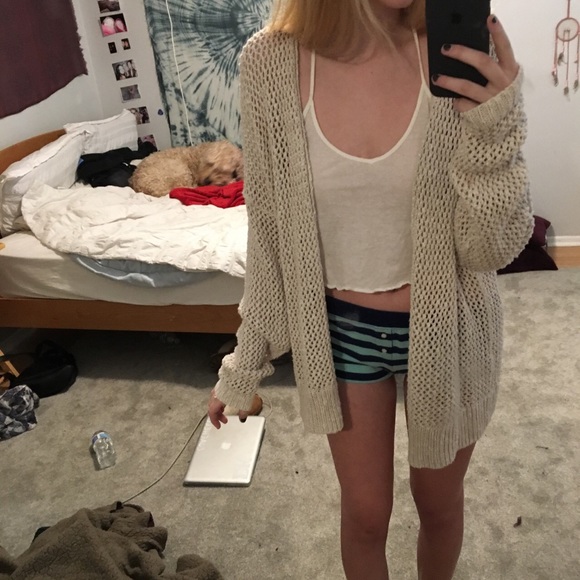 Tan holey oversizedish long cardigan