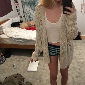 Tan holey oversizedish long cardigan