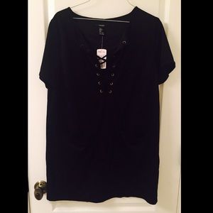 Forever 21 Lace Up Suede Dress