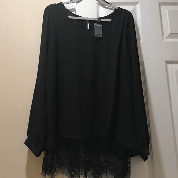 Black lace detail blouse