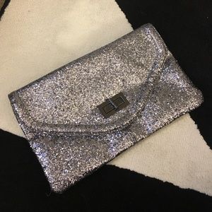 ALDO silver glitter clutch