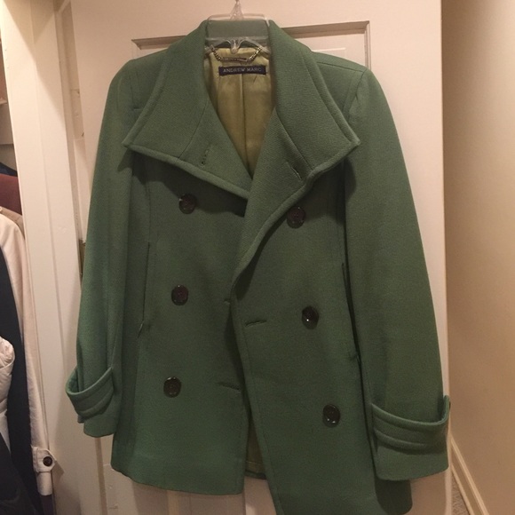 Green peacoat with satin lining