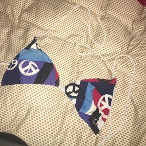 Peace sign bathing suit top