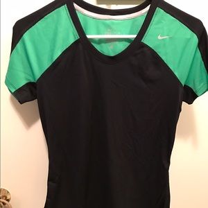 Nike dri fit tech top. Black and green.
