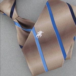 Vtg Rare Bronzini Stripe Brown Blue NeckTie V1-157