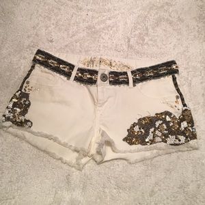 Dark Sequined White Shorts