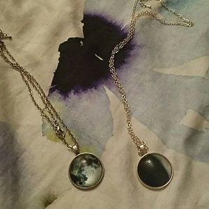 Silver chain Moon necklaces