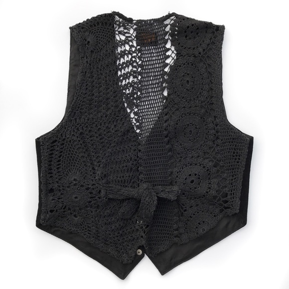 Vintage leather and crochet vest - Picture 4 of 4