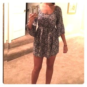 Flowy blue patterned dress