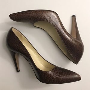 Prada Embossed Pointed-Toe Pumps