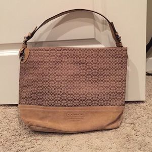 Coach Large Signature C Camel Suede Jacquard M0773