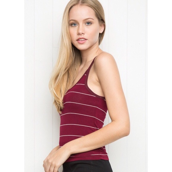 Brandy Melville | James Red & White Striped Tank