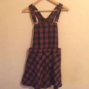 Plaid overall dress