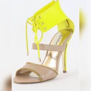BEBE Micaela Ankle Cuff Zipper Heels