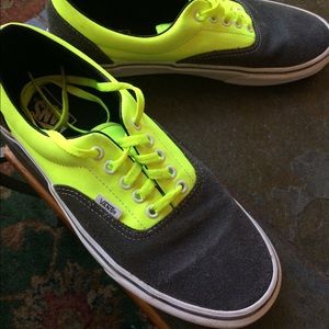 Two toned neon green, gray VANS