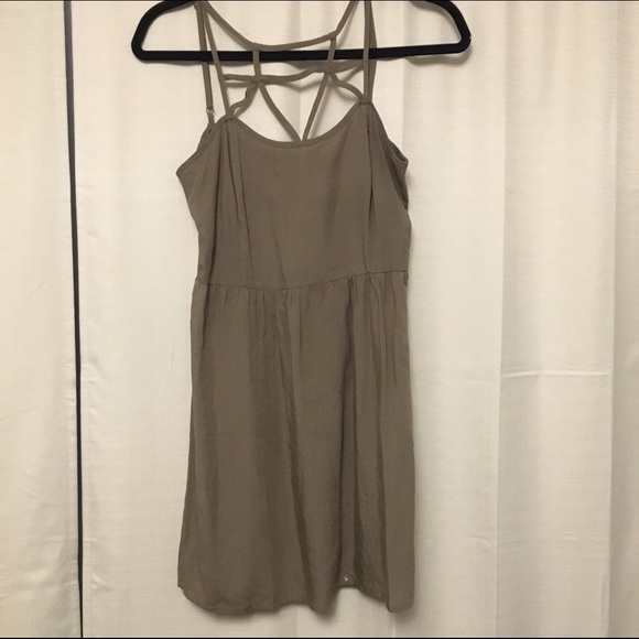 Olive mini dress with cage neckline