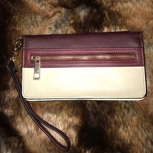 Aldo wallet wristlet - maroon and cream