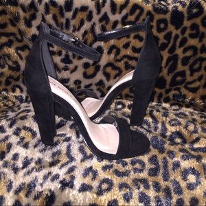 black open toed heels