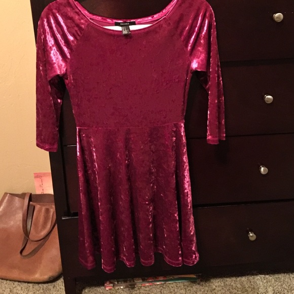 magenta velvet dress